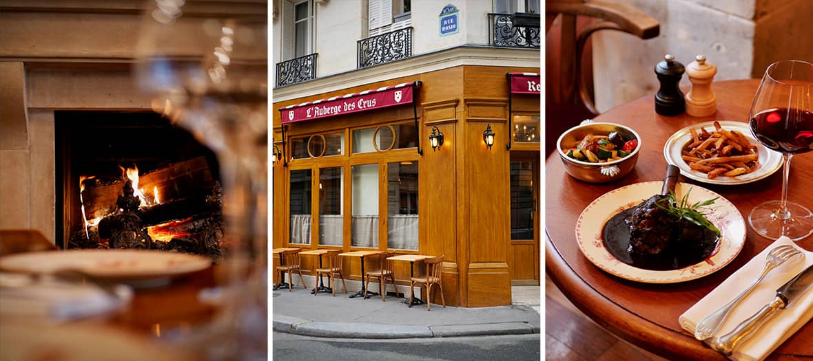 L'Auberge des Crus à Paris, bistrot authentique proposant une cuisine traditionnelle française avec des plats généreux et une sélection de vins d'exception.