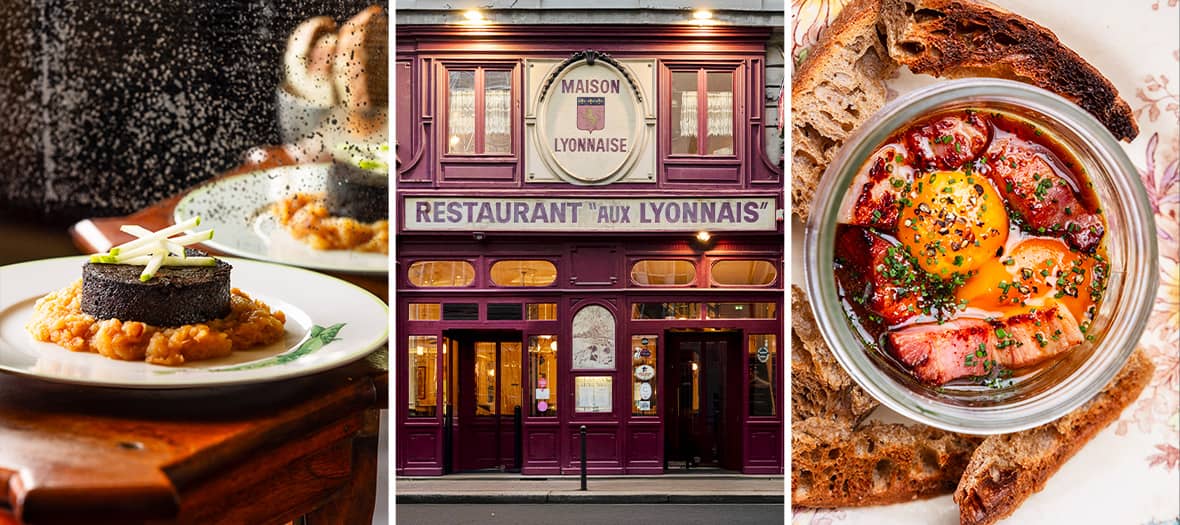 Restaurant Aux Lyonnais à Paris, une adresse emblématique servant des spécialités lyonnaises dans un cadre rétro-chic au charme intemporel.