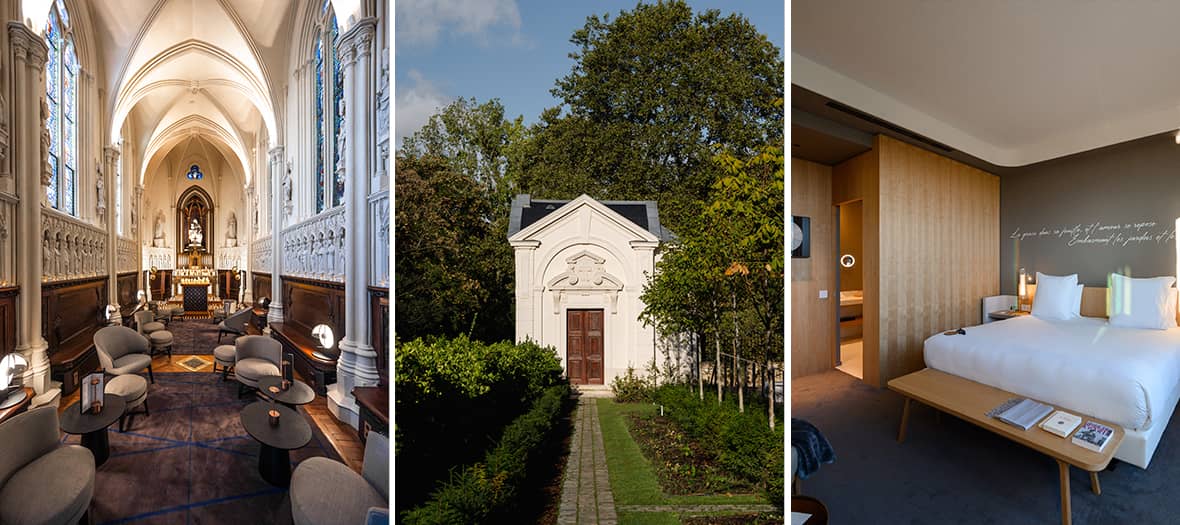 L’Hôtel Reine Margot, un lieu atypique avec un bar installé dans une ancienne chapelle gothique, un jardin secret et une chambre minimaliste au design contemporain.