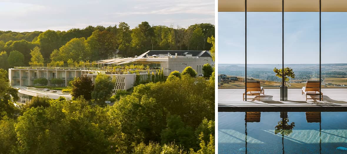 Hôtel Royal Champagne, établissement de luxe en pleine nature avec spa panoramique offrant une vue imprenable sur les vignobles de Champagne.