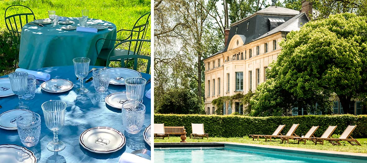 Le Domaine de Primard, une élégante demeure avec une piscine paisible entourée de nature et d'un jardin paysager raffiné.