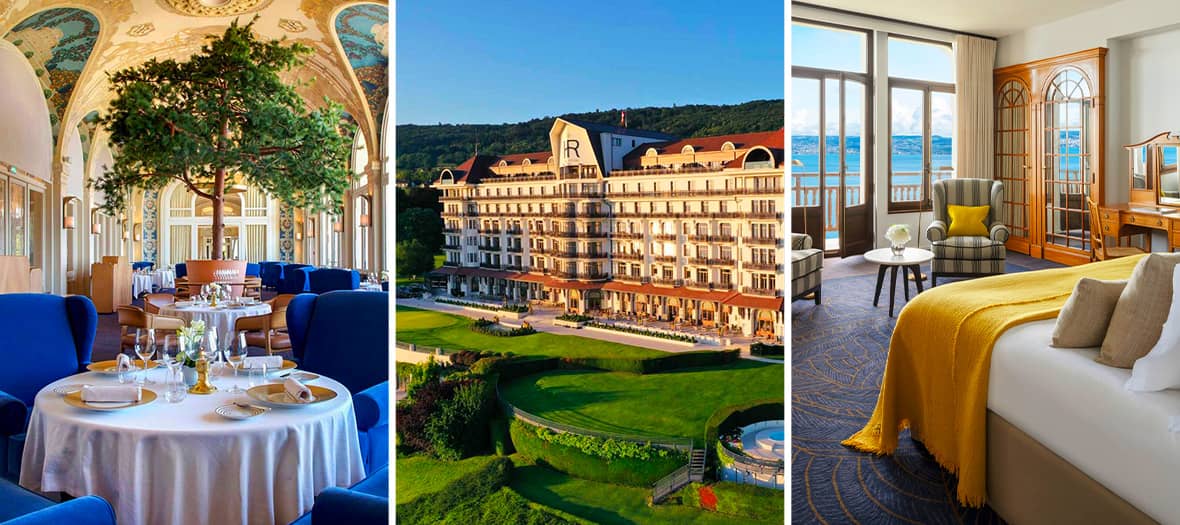 L'Hôtel Royal Évian, un palace prestigieux avec spa et vue panoramique sur le lac Léman.