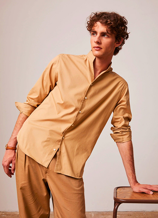 chemise coton camel