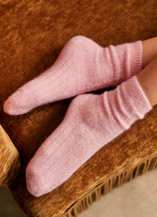 chaussettes mohair rose