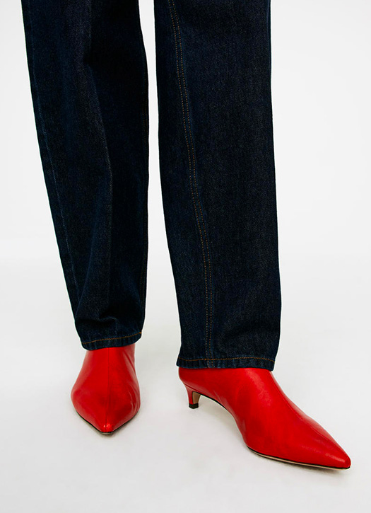 bottines cuir rouges