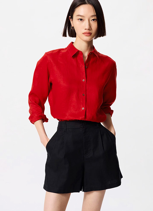 chemise en lin rouge uniqlo